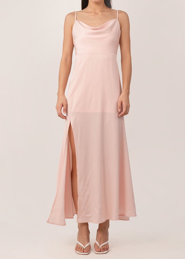 Rachell Cowl Neck Maxi Dress in Pastel Pink