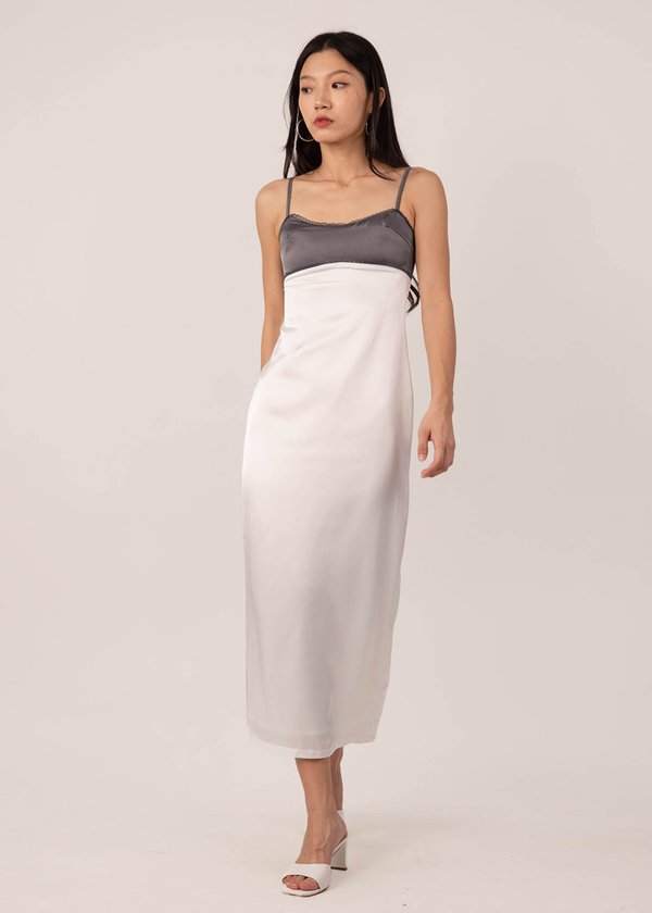 Vogue Colorblock Maxi Dress in Grey x White