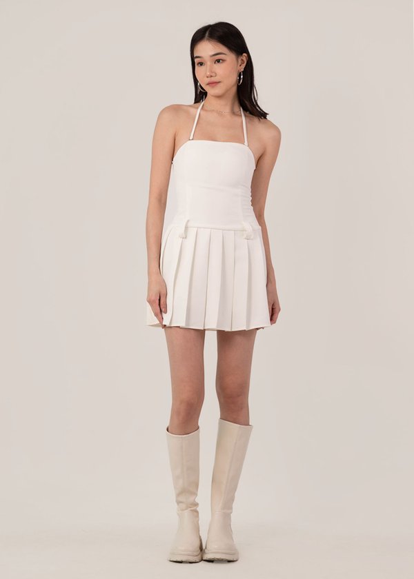 Summertime Pleated Low Waist Playsuit in White