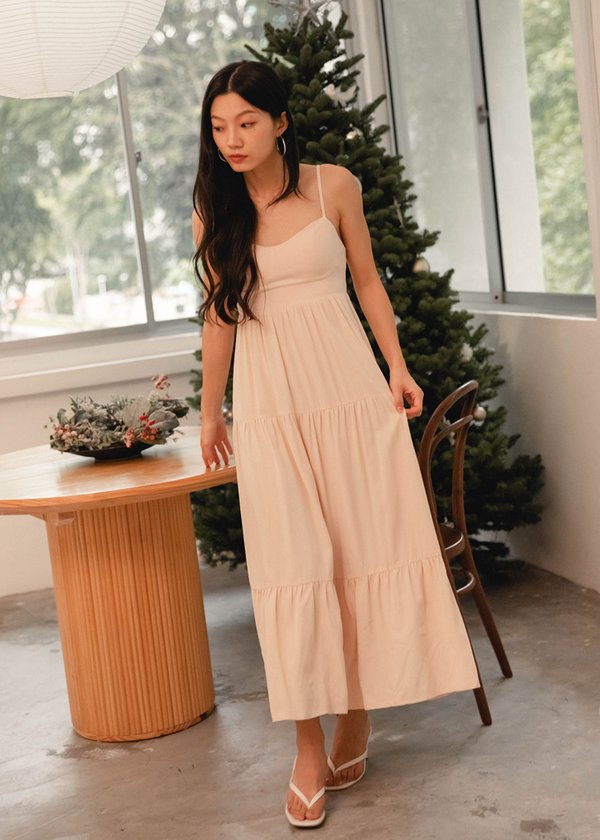 One Kiss Buckle Open Back Maxi Dress in Soft Pink