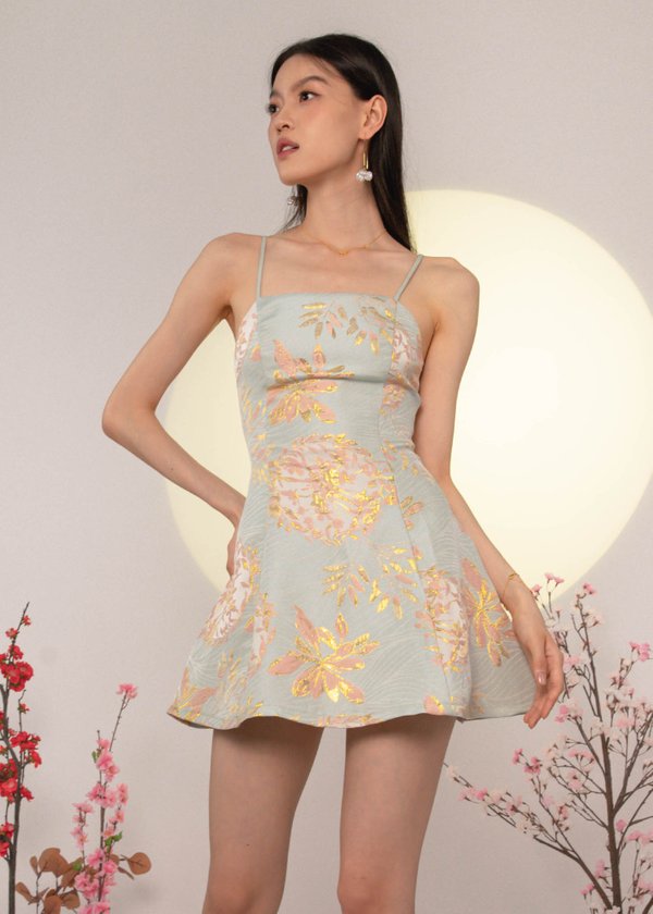 Bloom Skater Floral Dress in Mint