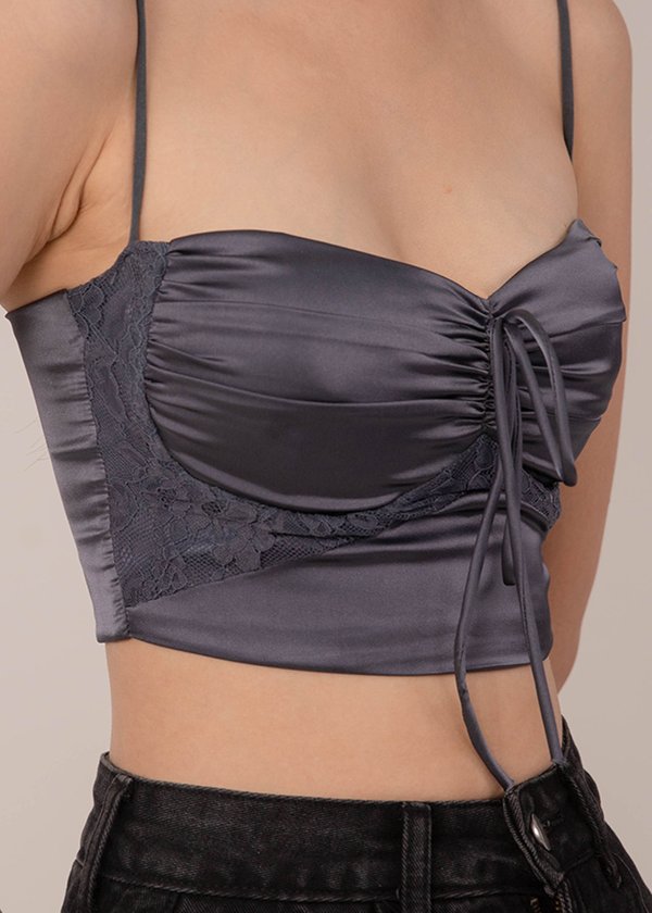 Sassy Lace Bustier Top in Metallic Blue