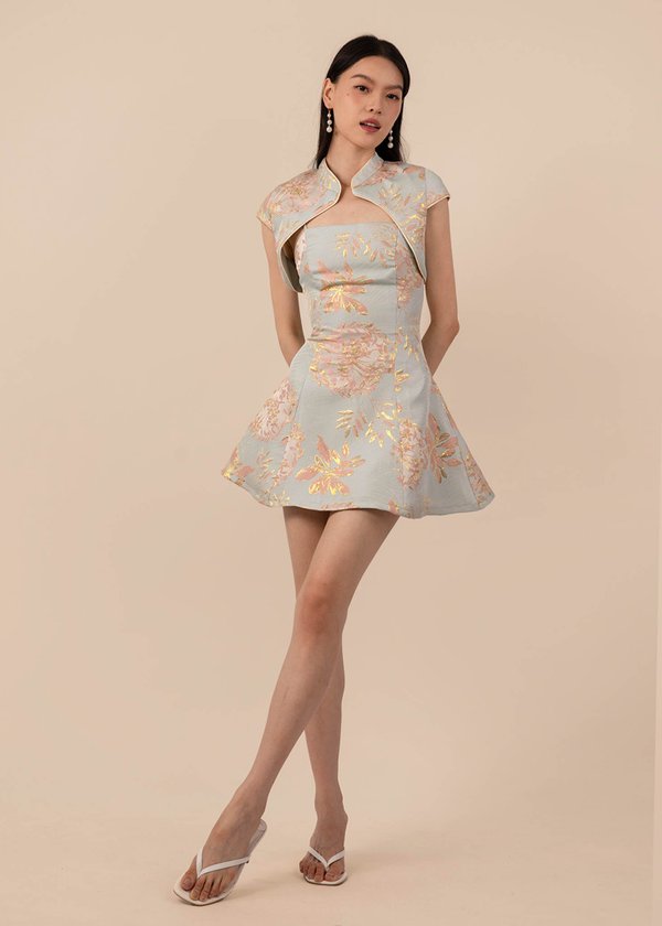 Bloom Skater Floral Dress in Mint