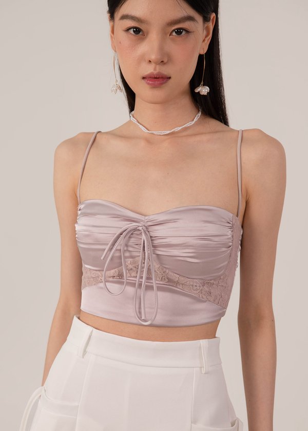 Sassy Lace Bustier Top in Lilac Pink