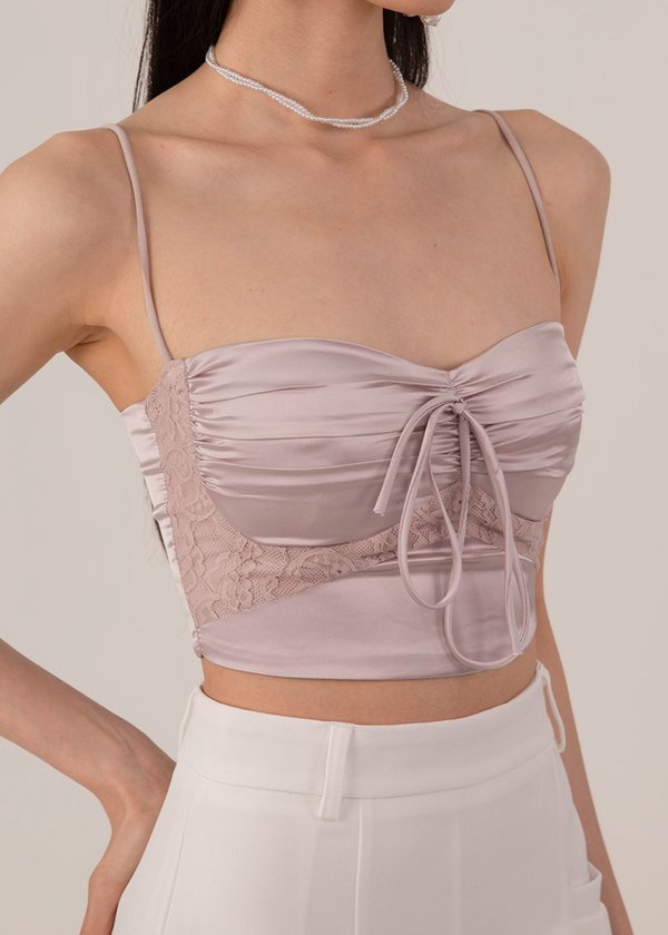 Sassy Lace Bustier Top in Lilac Pink