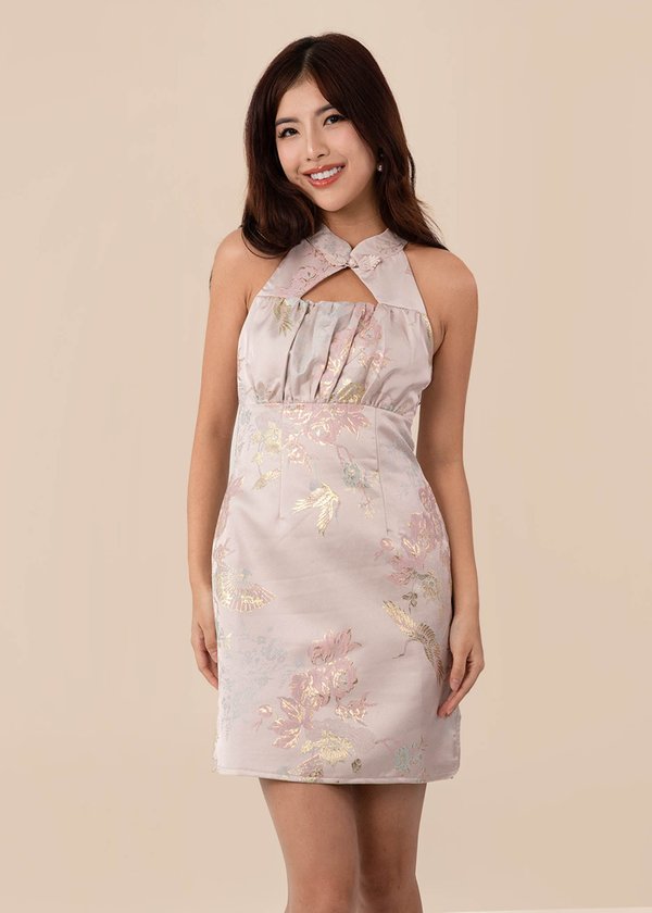 Jade Tassel Mini Qi Pao Dress in Pink