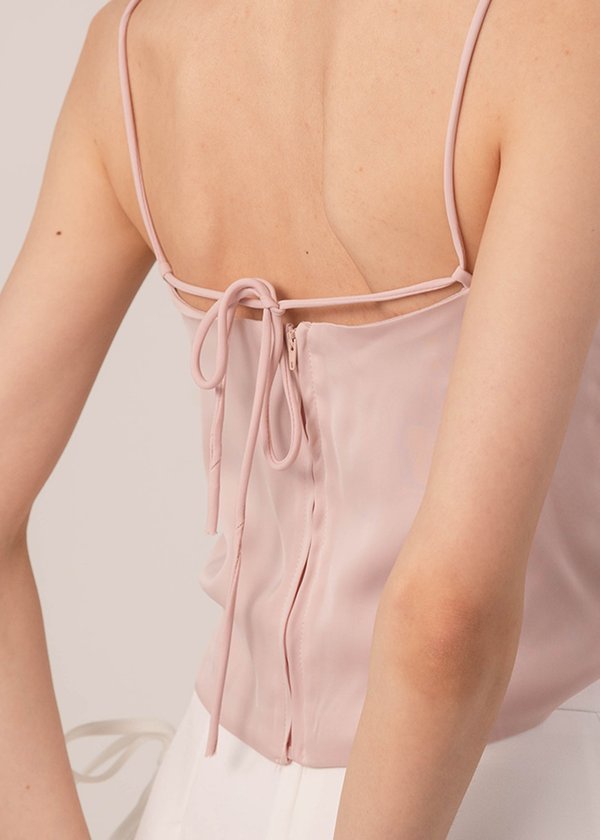 Sapphire Satin Overlay Top in Blush Pink