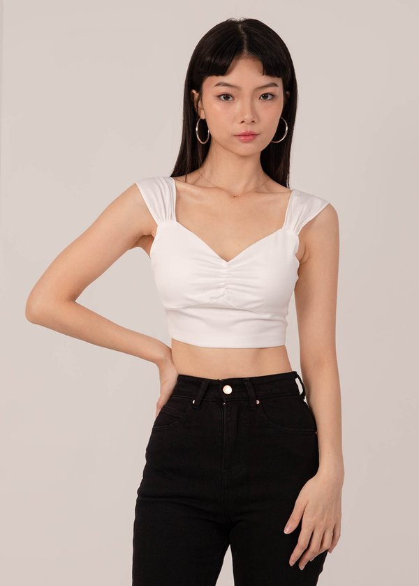 Tulip Ruched Top in White