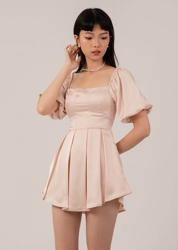 Daisy Dream Pleated Playsuit in Soft Pink