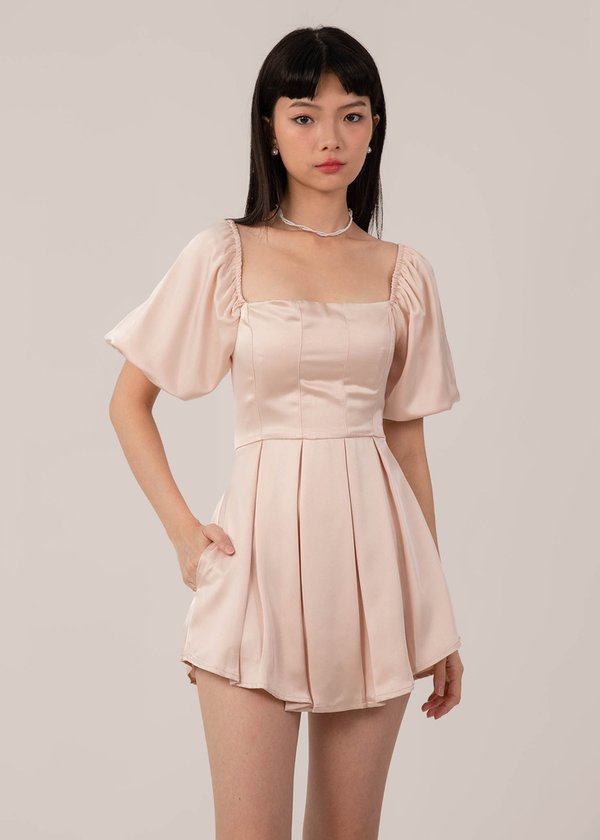 Daisy Dream Pleated Playsuit in Soft Pink