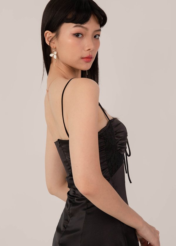 Sassy Lace Mini Dress in Black