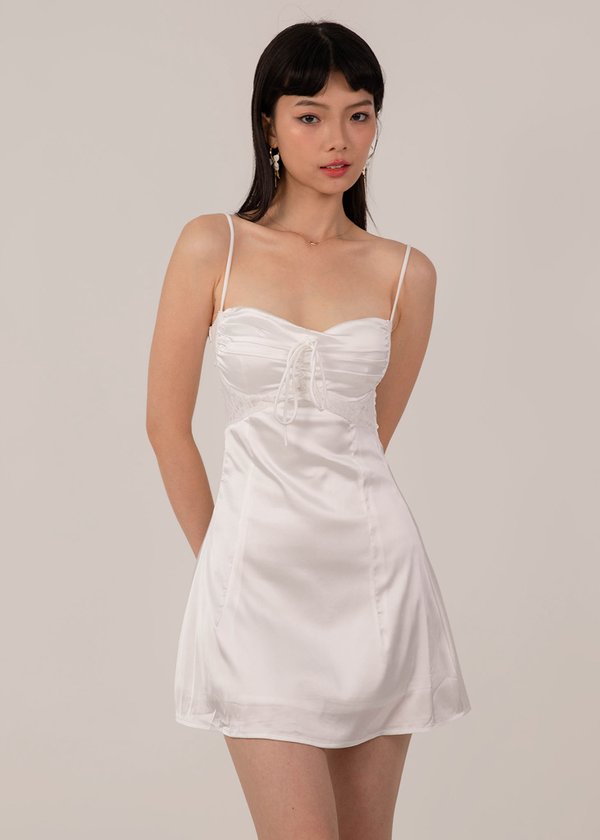 Sassy Lace Mini Dress in White