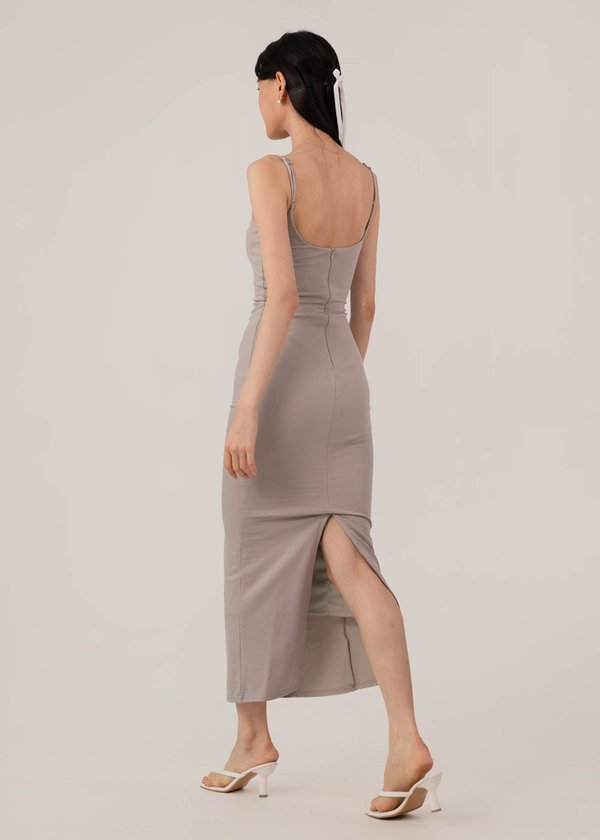 Majestic Thin Strap Maxi Dress V2 in Ash Grey