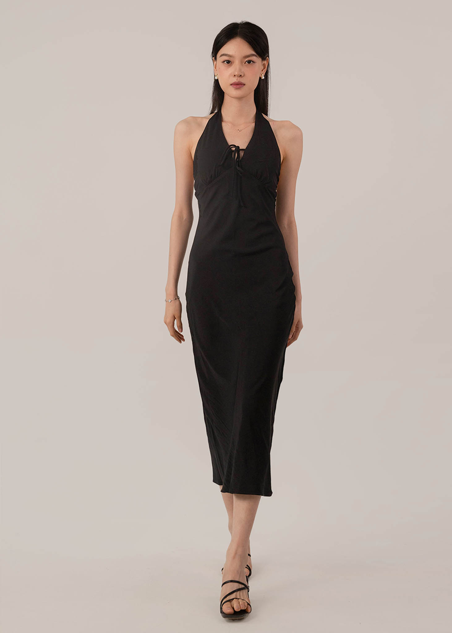 slim fit dress slacks Stars Align Halterneck Satin Dress Champagne main image 0