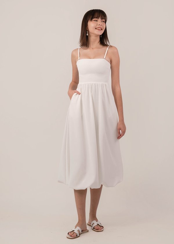 Flounce Maxi Bubble Dress in White