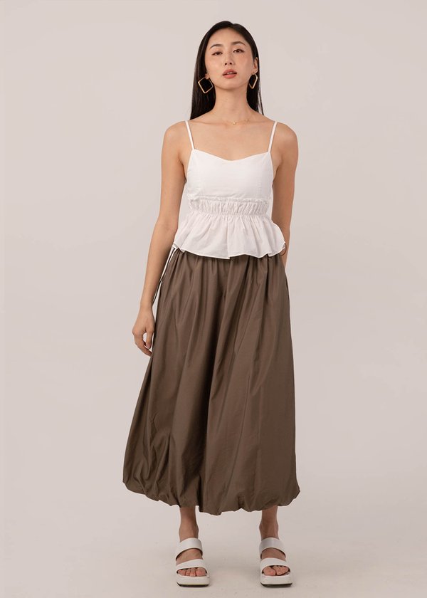 Off Road Parachute Bubble Skirt in Coffee Brown