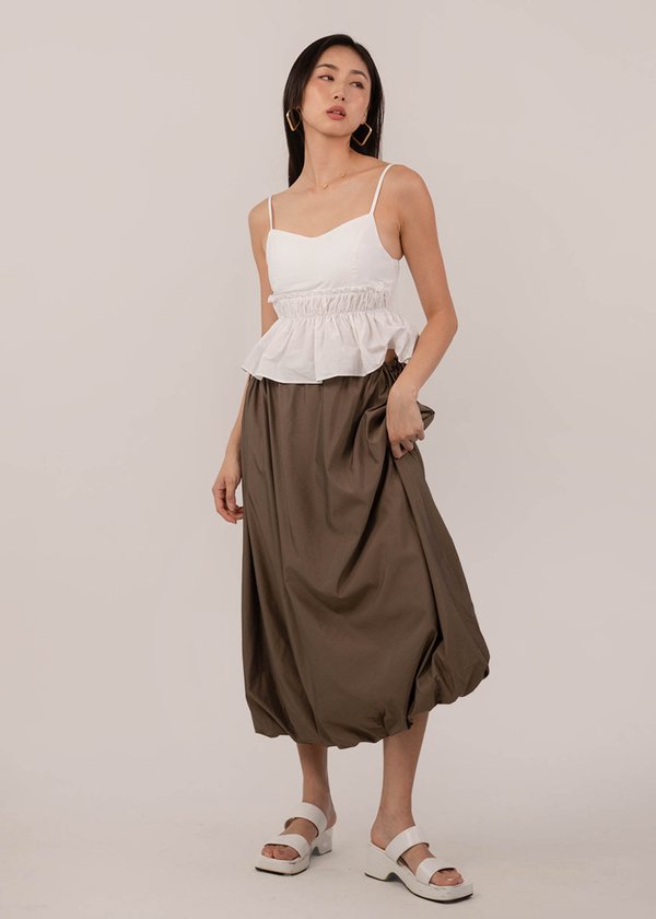 Off Road Parachute Bubble Skirt in Coffee Brown