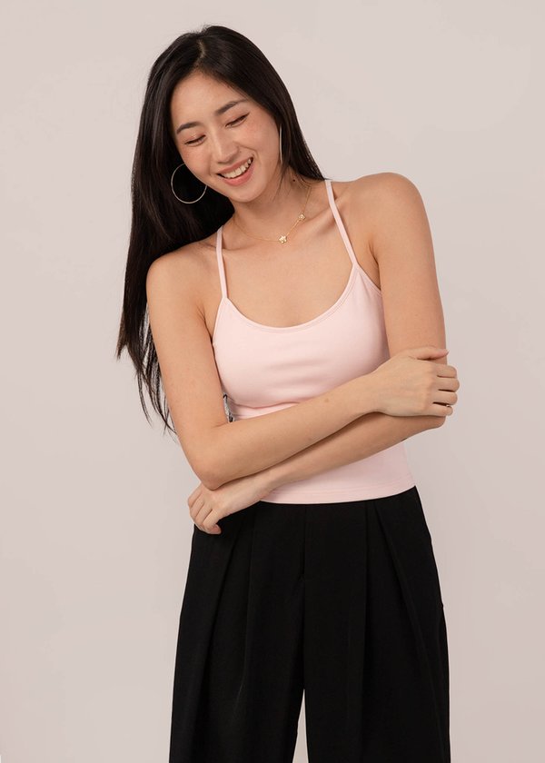 Best Of Basics Cross Tank Top in Soft Pink