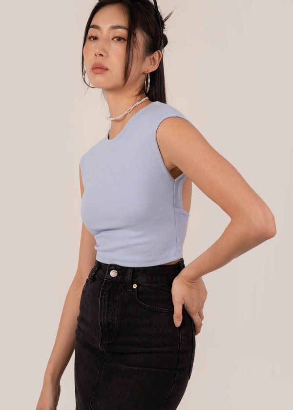 New Era Girl Backless Top in Baby Blue