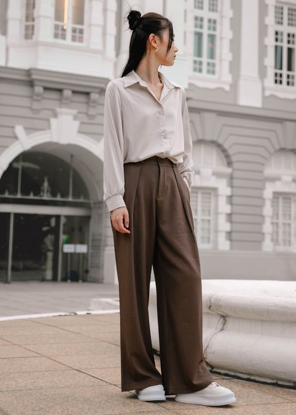 Social Favourite Wide Legged Pants in Coffee Brown