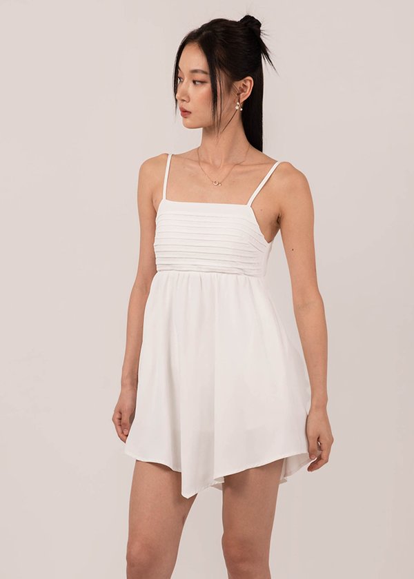 Perfect Angle Ruched Dress in White