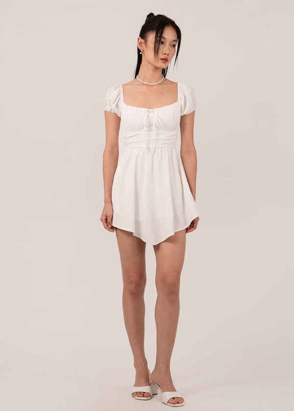 City Girl Ruched Mini Dress in White