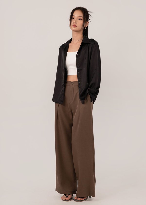 Social Favourite Wide Legged Pants in Coffee Brown