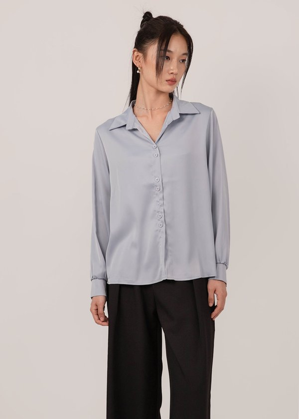 Perfect Company Satin Blouse in Periwinkle