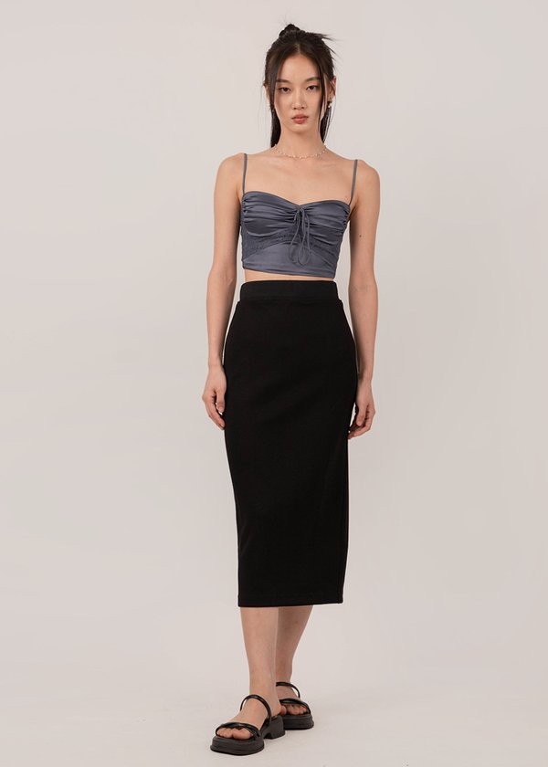 Day by Day Knit Midi Skirt in Black 