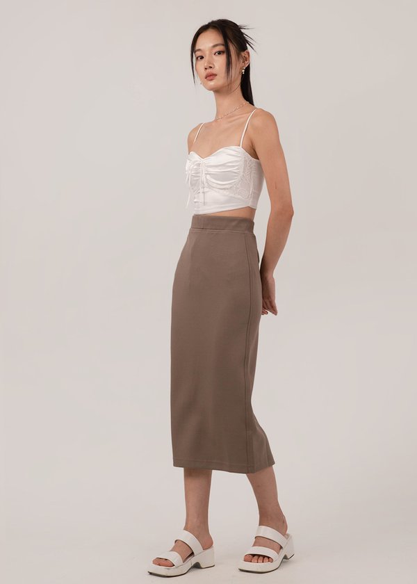 Day by Day Knit Midi Skirt in Camel Brown