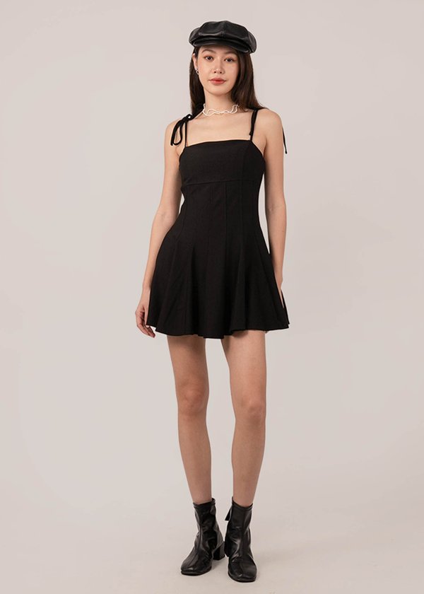Sleek and Simple Skater Dress in Black 