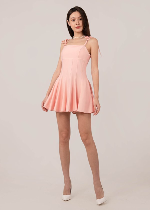 Sleek and Simple Skater Dress in Coral Pink