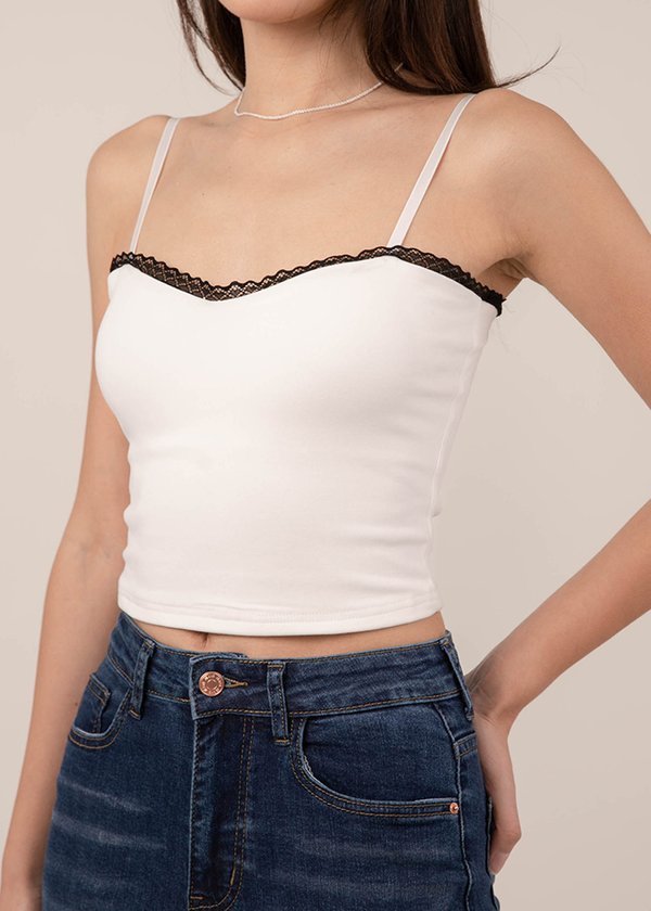 New Found Love Sweetheart Colorblock Top in White