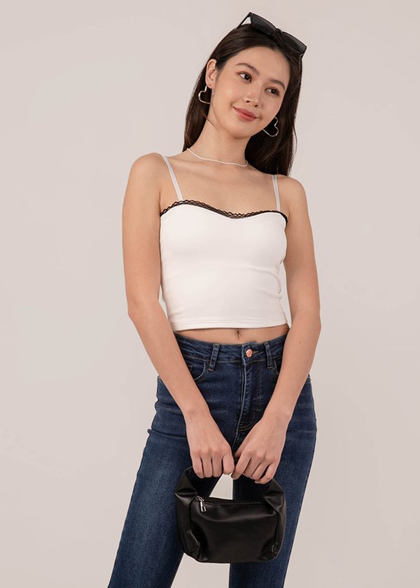 New Found Love Sweetheart Colorblock Top in White