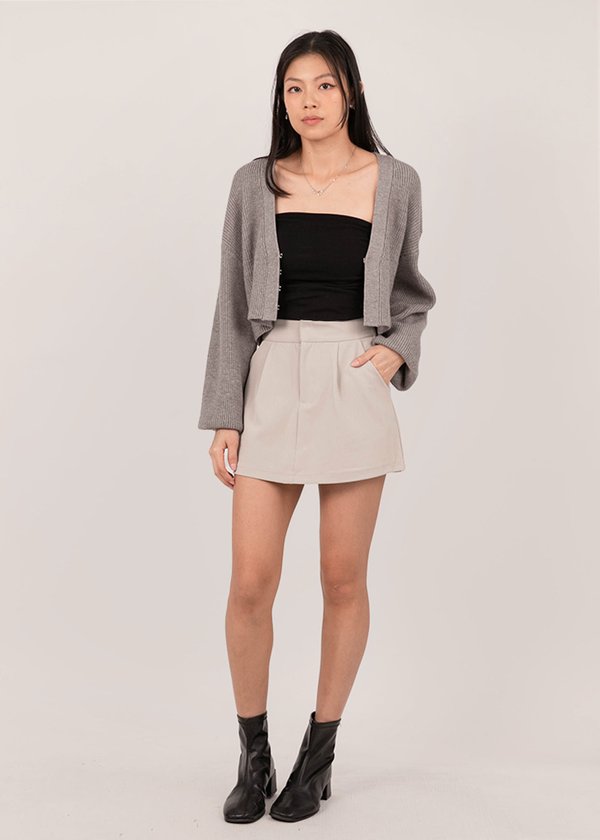 The Softest Bubble Cardi in Fossil Grey