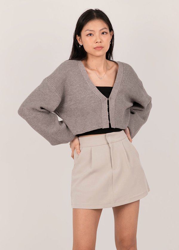 The Softest Bubble Cardi in Fossil Grey