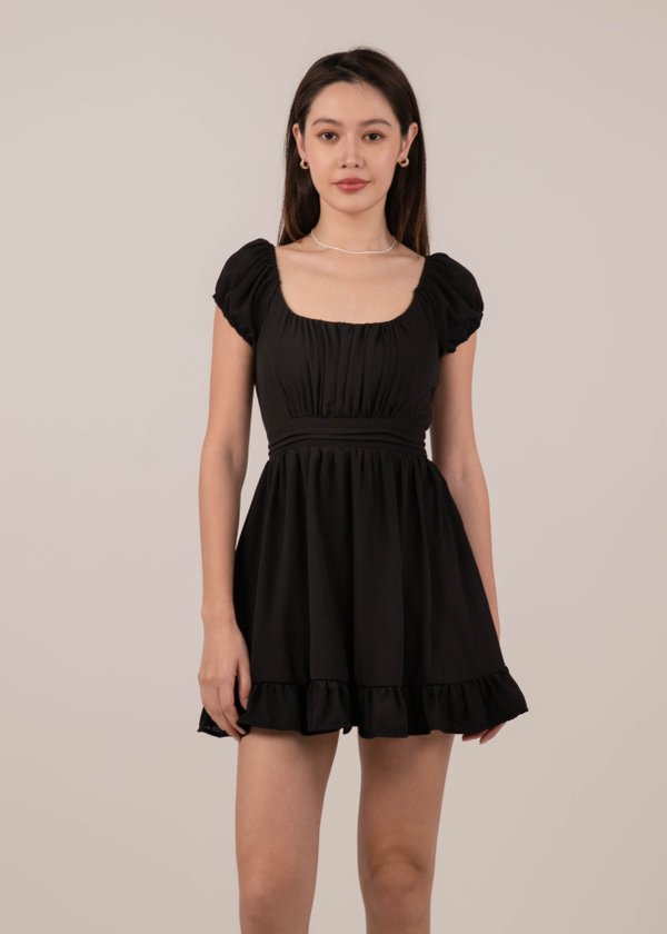Calendar Girl Ruched Dress V2 in Black