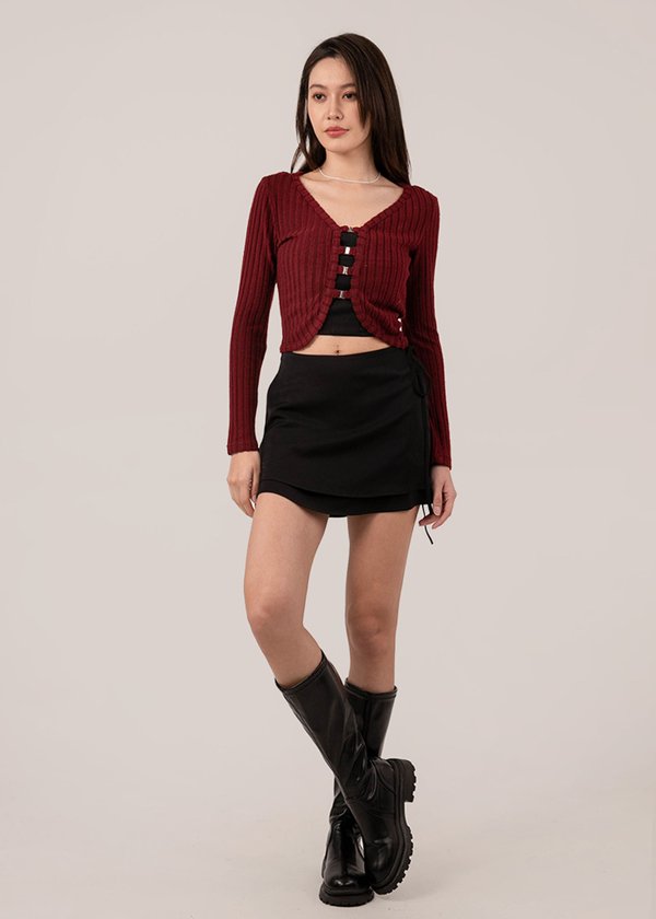 Getting Cozy Cardigan in Wine Red 