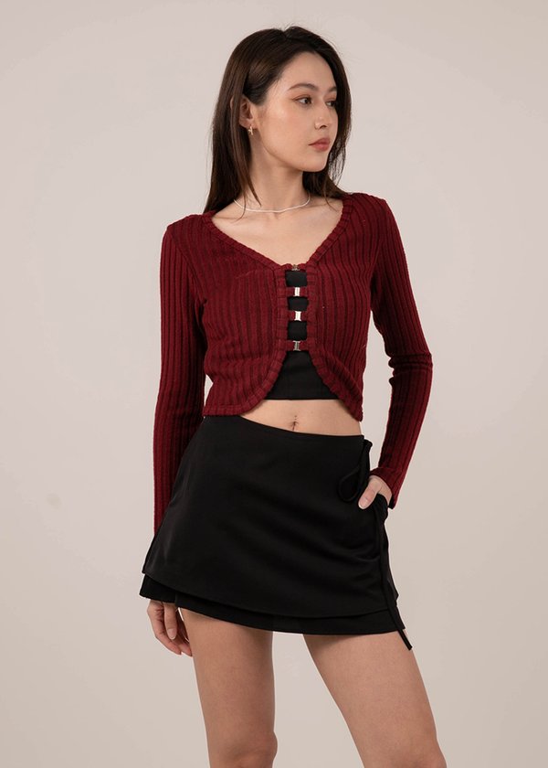 Getting Cozy Cardigan in Wine Red 