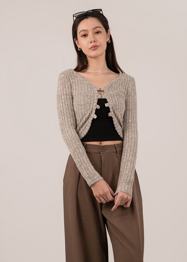 Getting Cozy Cardigan in Taupe Grey