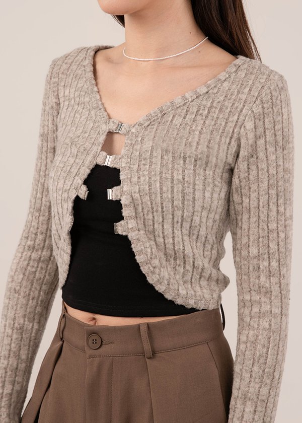 Getting Cozy Cardigan in Taupe Grey