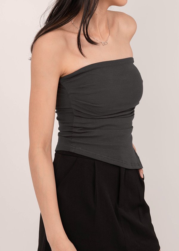 Solid As Always Asymmetrical Top in Charcoal Grey