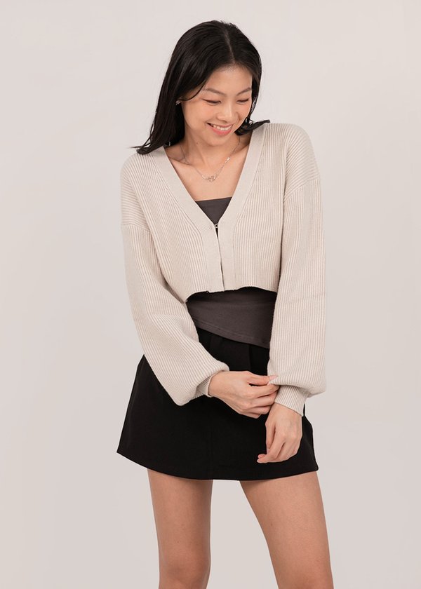 The Softest Bubble Cardi in Light Ash Grey