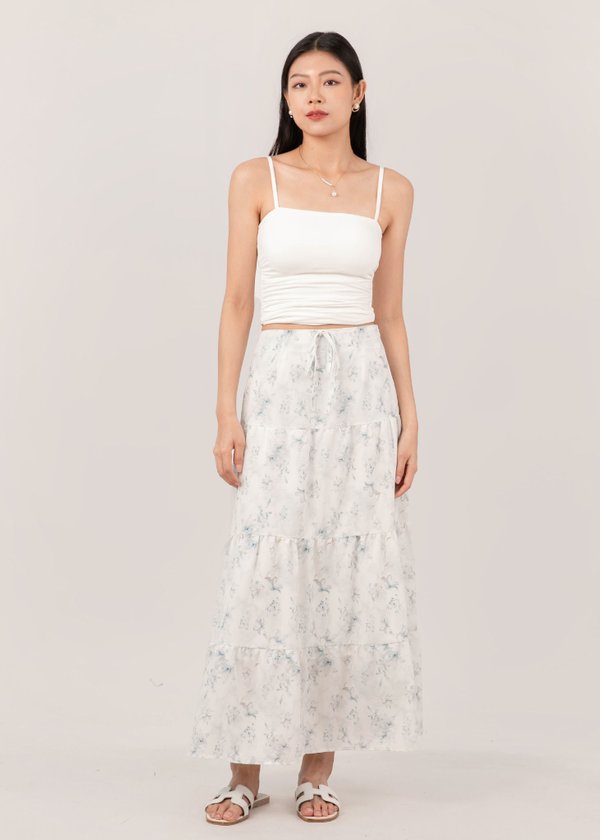 Heartstrings Flutter Maxi Skirt in Florals (Blue Grey) 