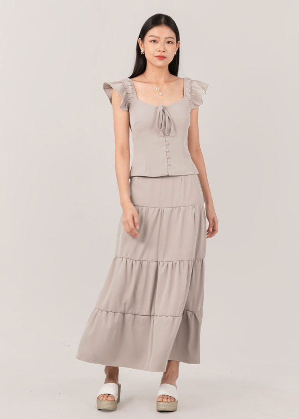 Heartstrings Flutter Maxi Skirt in Taupe 