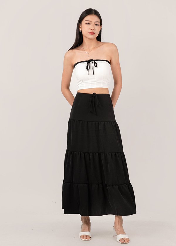 Heartstrings Flutter Maxi Skirt in Black