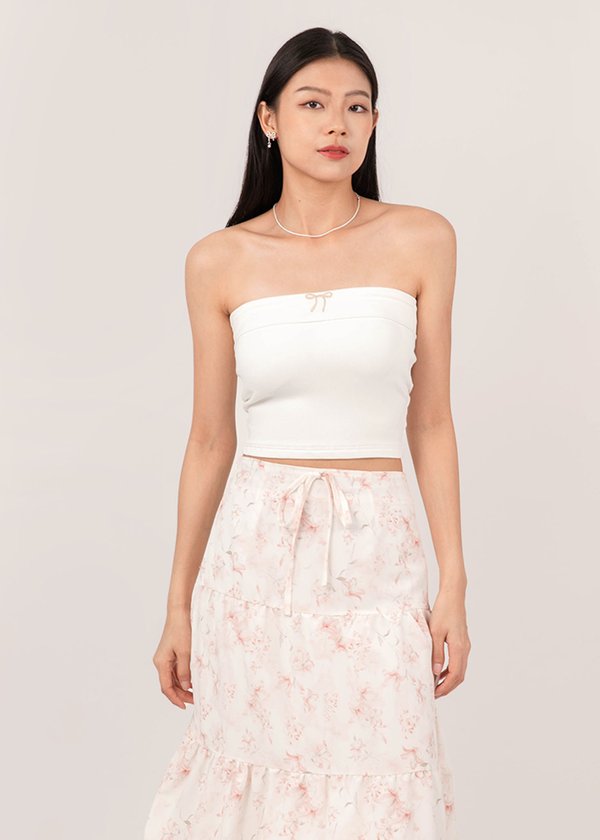 Cherish Ribbon Tube Top in White