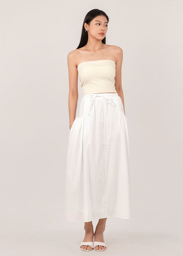 Spring Romance Midi Skirt in White