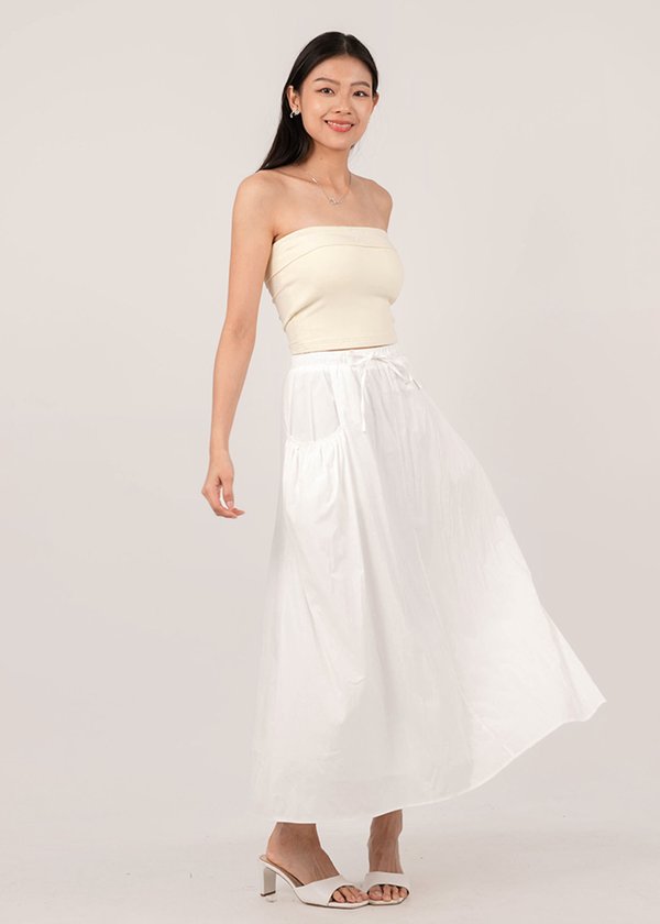 Spring Romance Midi Skirt in White