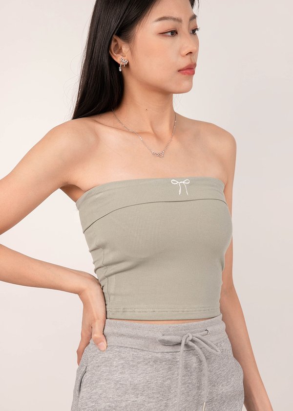 Cherish Ribbon Tube Top in Sage